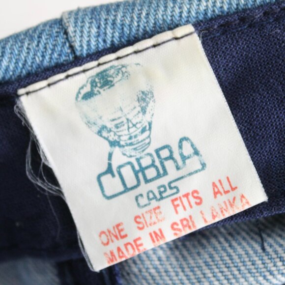 Capital Brewery Cobra Caps Vintage 90s Blue Denim Tan Suede Baseball Dad Hat - Picture 4 of 4